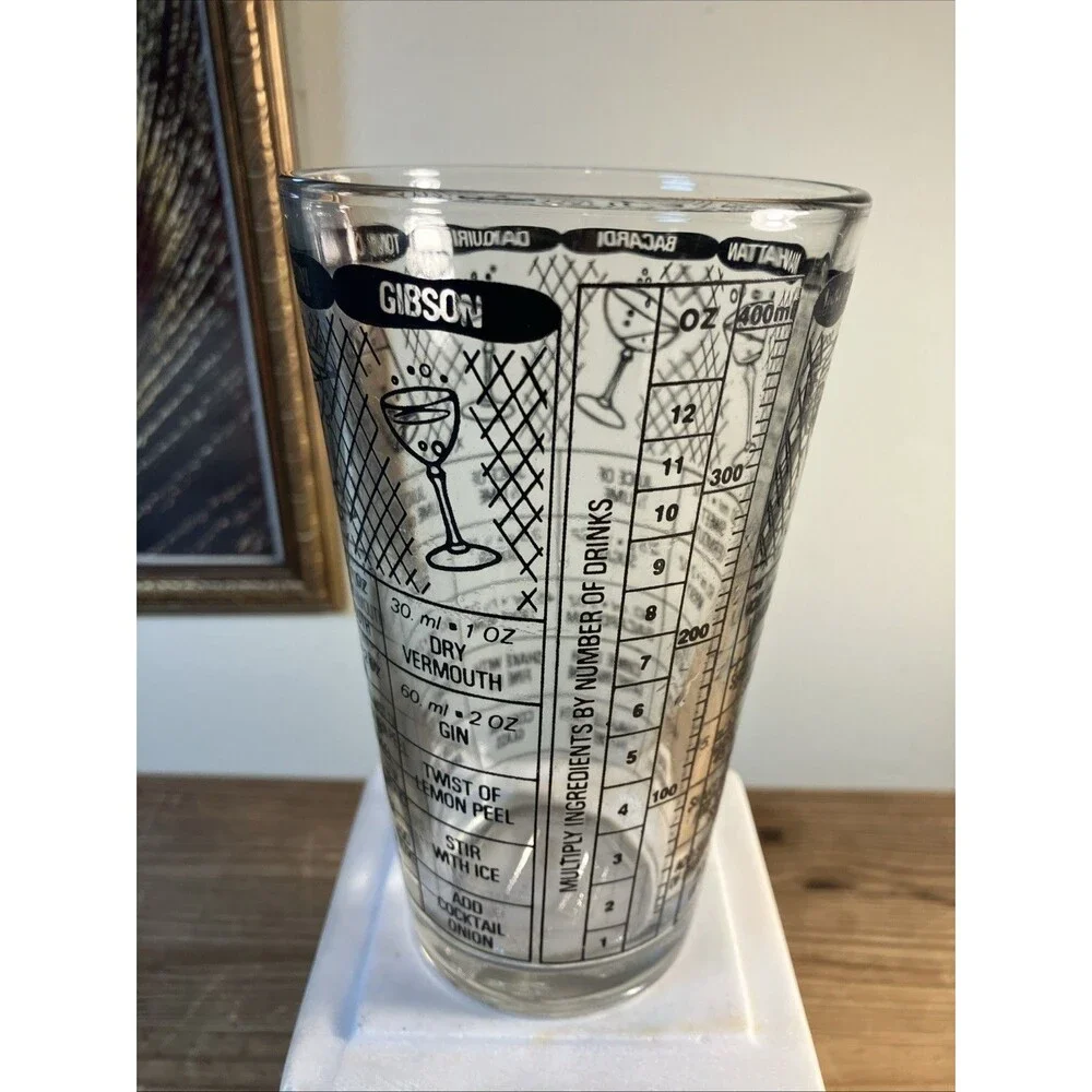 VTG 50’s Irvinware USA Party Barware Drink Recipe Cocktail Mixer Shaker Glass 6”